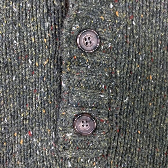 Eddie Bauer Sweater Men's Medium Green Speckled Shoulder Patches Wool Cotton - Picture 6 of 11